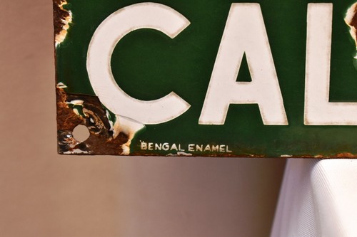 Vintage Caltex Kerosene Porcelain Enamel Sign Red Key Logo 18x24” Bengal Enamel - Picture 5 of 6
