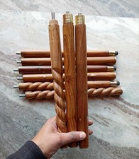 Set of 3 PCs 3 Fold Brown Wooden Walking Stick Cane For Head Handle Only Shaft