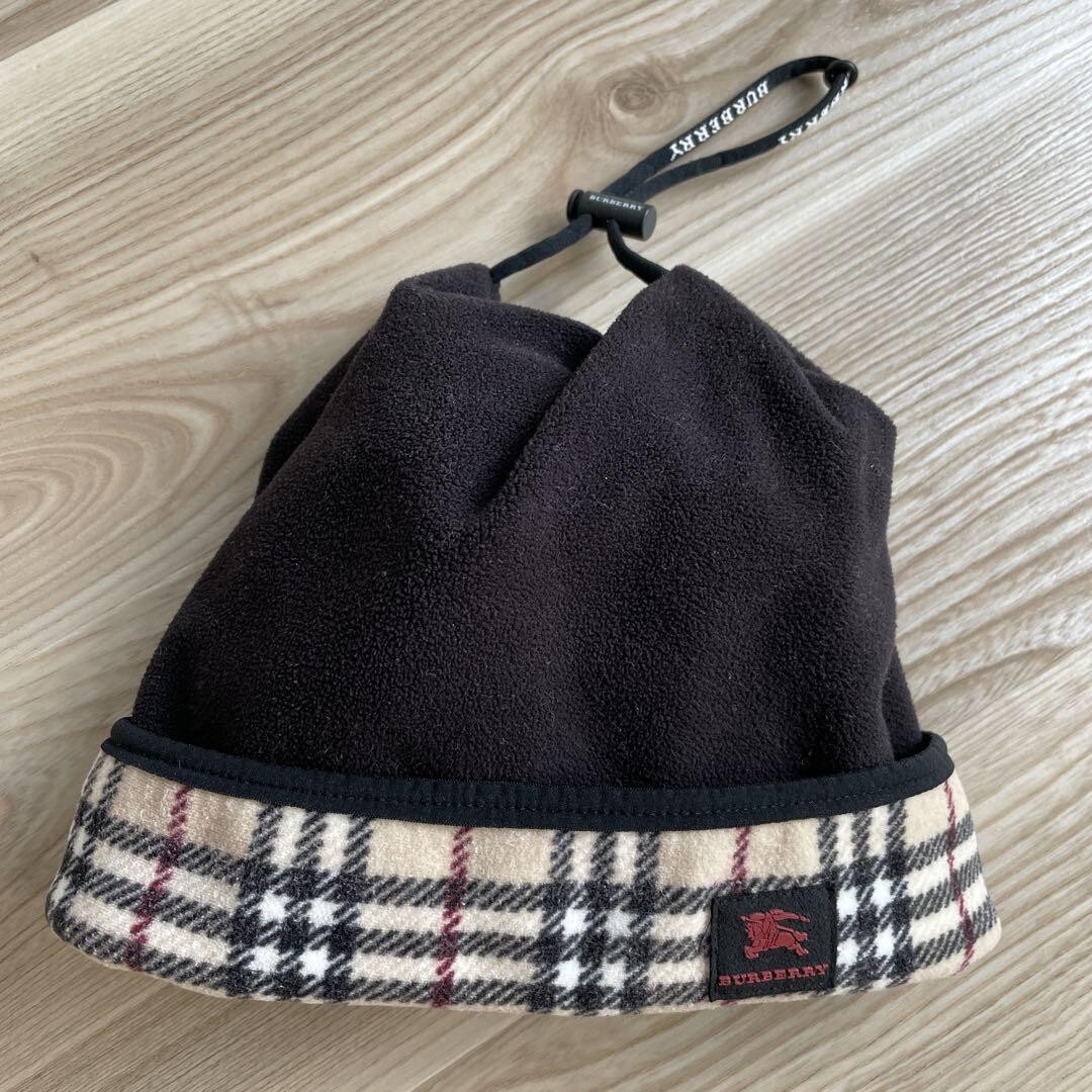 Burberry London Nova Check Beanie Fleece Knit Cap Logo Kids Accessory Used