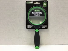 Handheld Round Magnifying Glass 2-7/8", 4x Power, Rubber Grip, Non-Distorting