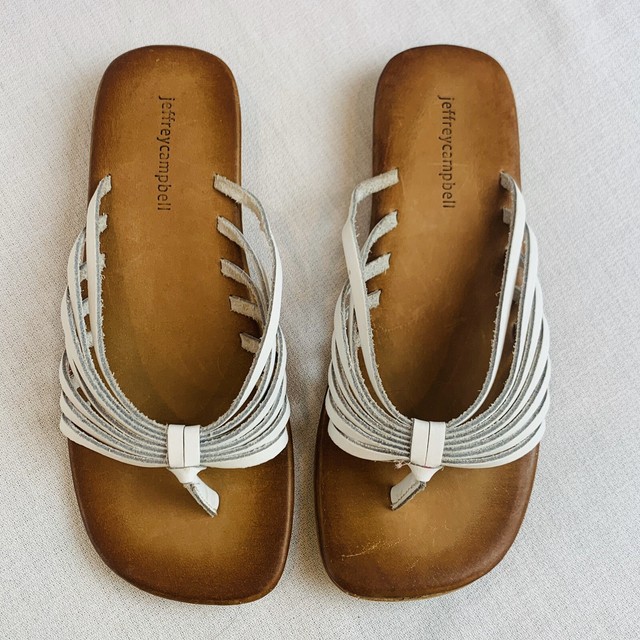 Jeffrey Campbell Womens Leather Sandals Thong White Size 7 EU 37 | eBay