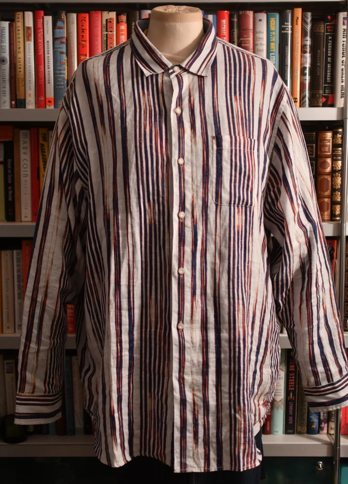 Tommy Bahama Linen Shirt Size: 2xTall Color: White Blue - Earth