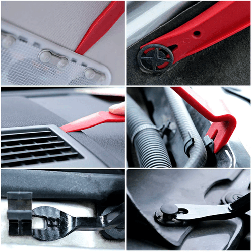 Plastic Trim Removal Pry Tool Set for Car Radio Panel Door Dash Clip Fasteners - Picture 3 of 12