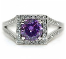 2CT Amethyst  White Topaz 925 Solid Sterling Silver Ring Jewelry Sz 7,8,9 ZB8