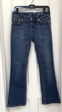 Miss Me Women  s Irene Boot Low Rise Denim Heavy Stitched Flap Pocket Jeans Sz 28
