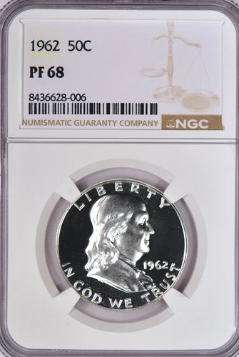 1962 Franklin Half Dollar Proof NGC PF 68 PR Gem Silver Coin 50C