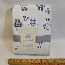 NEW Cloud Island One Standard Baby Fitted Crib Sheet ROBOTS 100 Cotton  