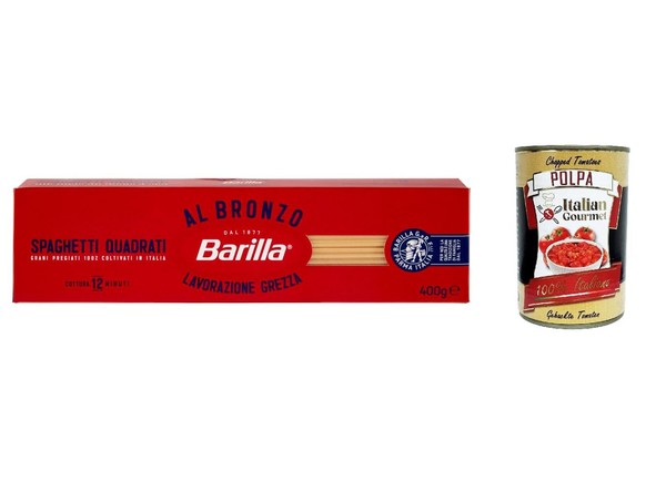 10X Barilla Spaghetti Quadrati Al Bronzo Bronze Pasta 400G+Italian Polpa 400G-image