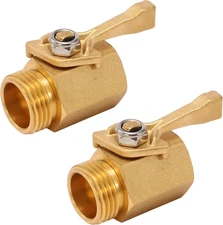 Heavy Duty Brass Garden Hose Shut off Valve, 3/4 Inch, 2-Pack with 2 Hose Washer