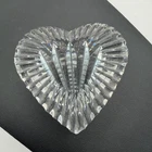 Vintage Waterford Crystal Heart Paperweight Ribbed Signed Small Cut Figure