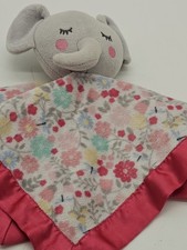 Parent's Choice Elephant Lovey Floral Satin Bottom Pink Security Blanket Thumbie