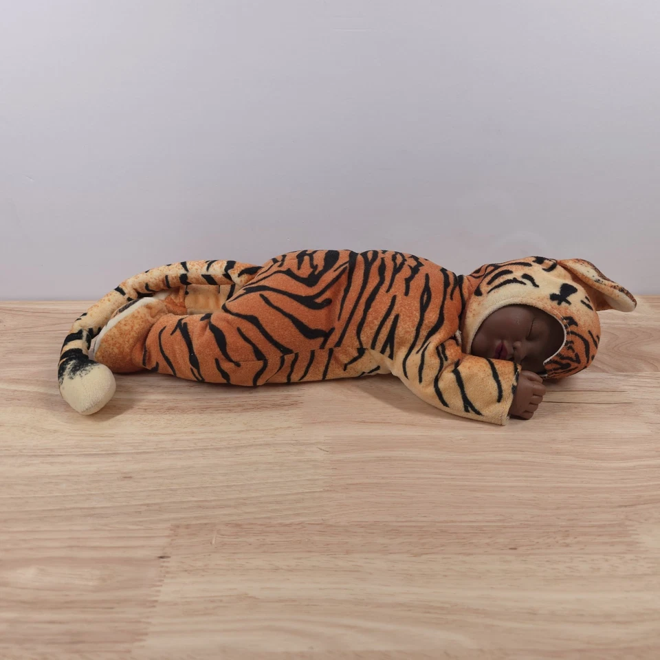 ANNE GEDDES Plush Sleeping BABY Tiger Doll 16” RARE African American 2000 Y2k - Image 2 of 4
