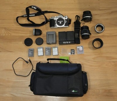 OLYMPUS OM-D E-M5-III 16.1 MP Silver - Bundled w/Zuiko Manual Lenses, Bag & More