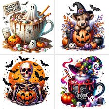Diamond Painting Kits for Adults - 4 Pack Halloween Gnome, Cow, Ghost, Skeleton