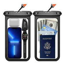 Temdan 2 Pcs Waterproof Phone Pouch, [Up to 10" Large] Universal IPX8 Waterproof