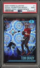 2020 Panini Illusions Steve Young Tom Brady Trophy Coll. Conference #1 3/5 PSA 9