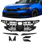Front Bumper Upper Grill Grille Kit Black For 2022 2023+ Honda Civic Sedan 4D