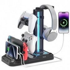 Headset Stand with Charging Station - Detachable Controller Holder with 9 Lig...