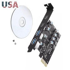 4 Port PCIE Card 2 USB-A 2 USB-C PCI Express Extension Card USB3.0 5Gbps