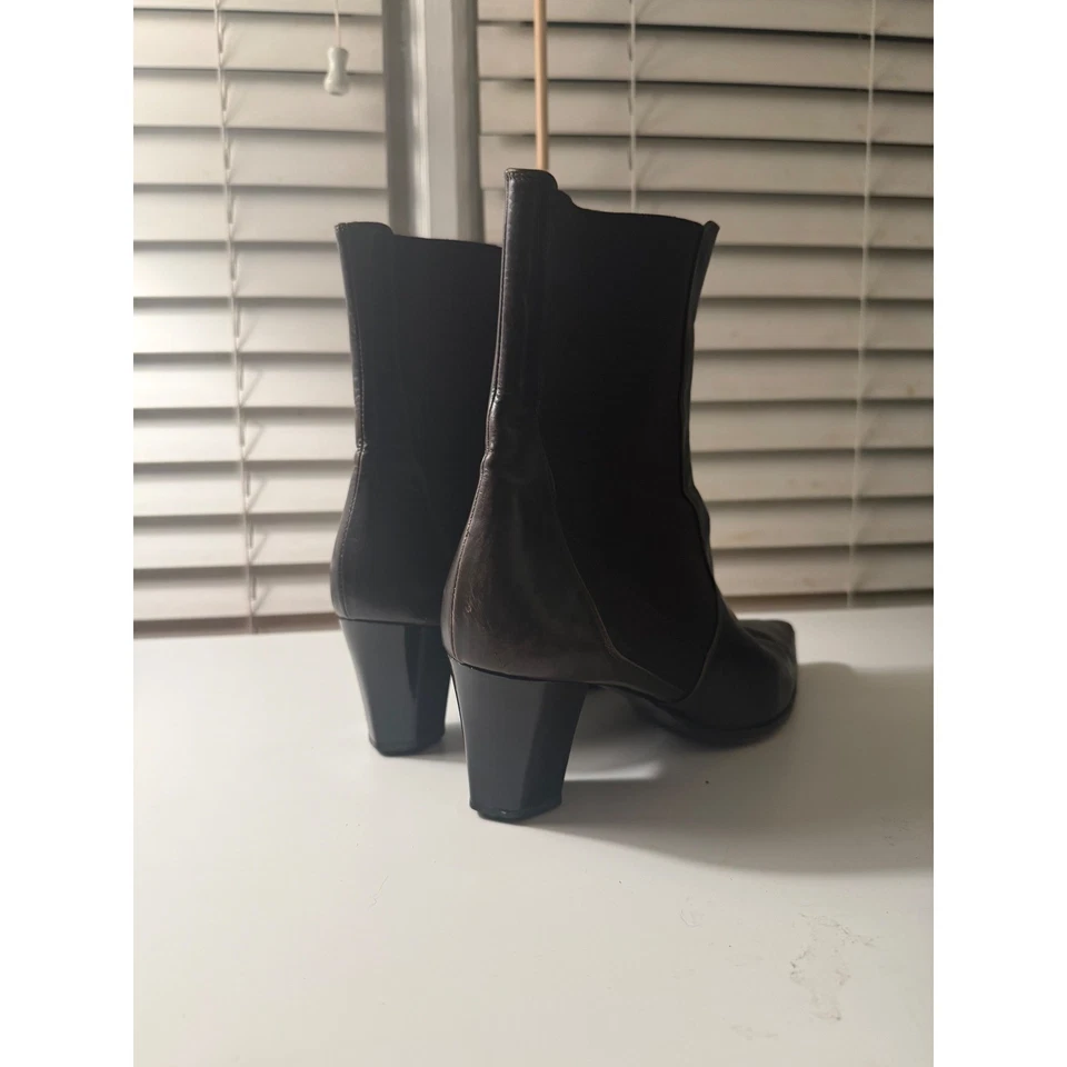 Jil Sander Leather Ankle Boots Size 40 Made in Italy Brown Pointed Heel - Image 4 of 4