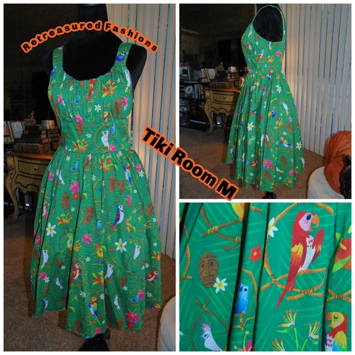 Retired Disney Parks Enchanted Tiki Room Dress Shop Tropical Pin-Up Rockabilly M