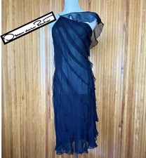 Vintage Oscar de la Renta Black Silk Chiffon Dress Size S 2 - 4 us