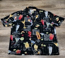 VTG Paradise Found Happy Hour Hawaiian Shirt Large Drinks Party Cocktail Club