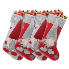 Christmas Stockings Set of 4, 18-Inch Xmas Stocking with Faux Fur Plush Cuff ...