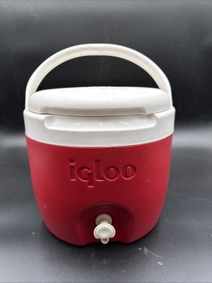 Vintage Igloo 2 Gallon Elite Push Spout Water Cooler Jug Red White & Blue handle