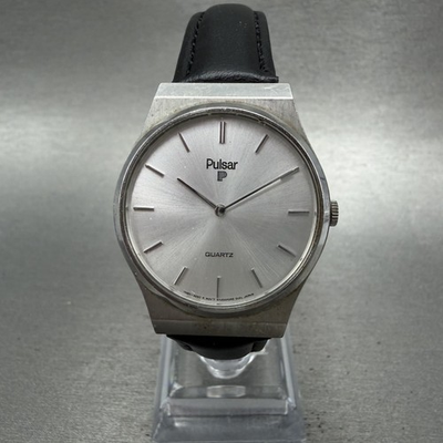 #ad Seiko Pulsar Watch Men 32mm Silver Dial Silver Tone Y480 0670 New Battery $35.99