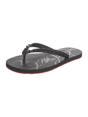 $395 Christian Louboutin Loubi Spiked Flip Flop Rubber Sandal 10