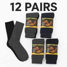 12 Pair Men  s All-Season Work Boot Socks Size 10-13   Cushioned Durable Mid-Calf