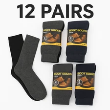 12 Pair Men’s All-Season Work Boot Socks Size 10-13 – Cushioned Durable Mid-Calf