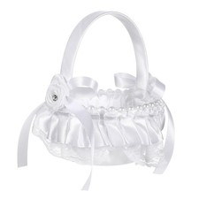 Flower Girl Basket Lace Small Wedding Decor Adornment Baskets Pearl