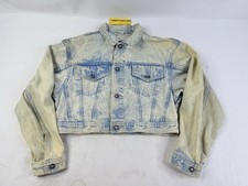 Vintage sequins sequined la gear denim cropped jacket crop Car 80s Acid Wash
