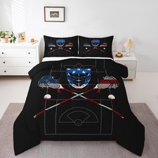 Kids Lacrosse Comforter Set Twin Size Sports Gaming Theme Bedding Set for Boy...