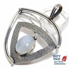 Valentines Deal Natural Rainbow Moonstone 925 Sterling Silver Pendant Jewelry