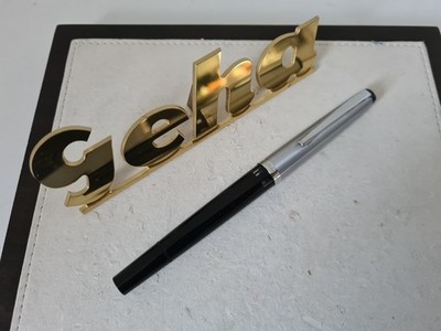 GEHA 711K ''F'' Nib Gold Plated Black Fountain Pen Piston Fountain Pen 1970-1981 Vintage