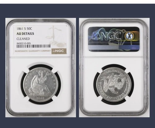 1861 50 Cent Au Details NGC Cleaned 