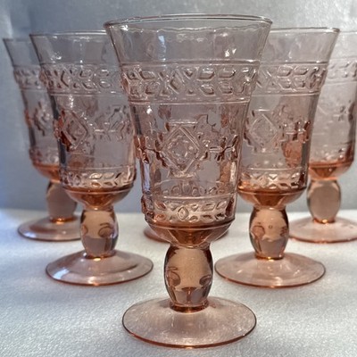 SET OF 6  Mikasa Studio Nova ADIRONDACK Southwestern Pink Water Goblet Glass