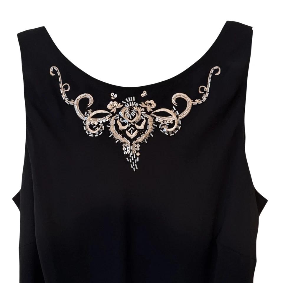 Pañuelo dobladillo SL Fashions negro de gasa Y2K bordado cintura caída talla 12 Foto 2 de 4