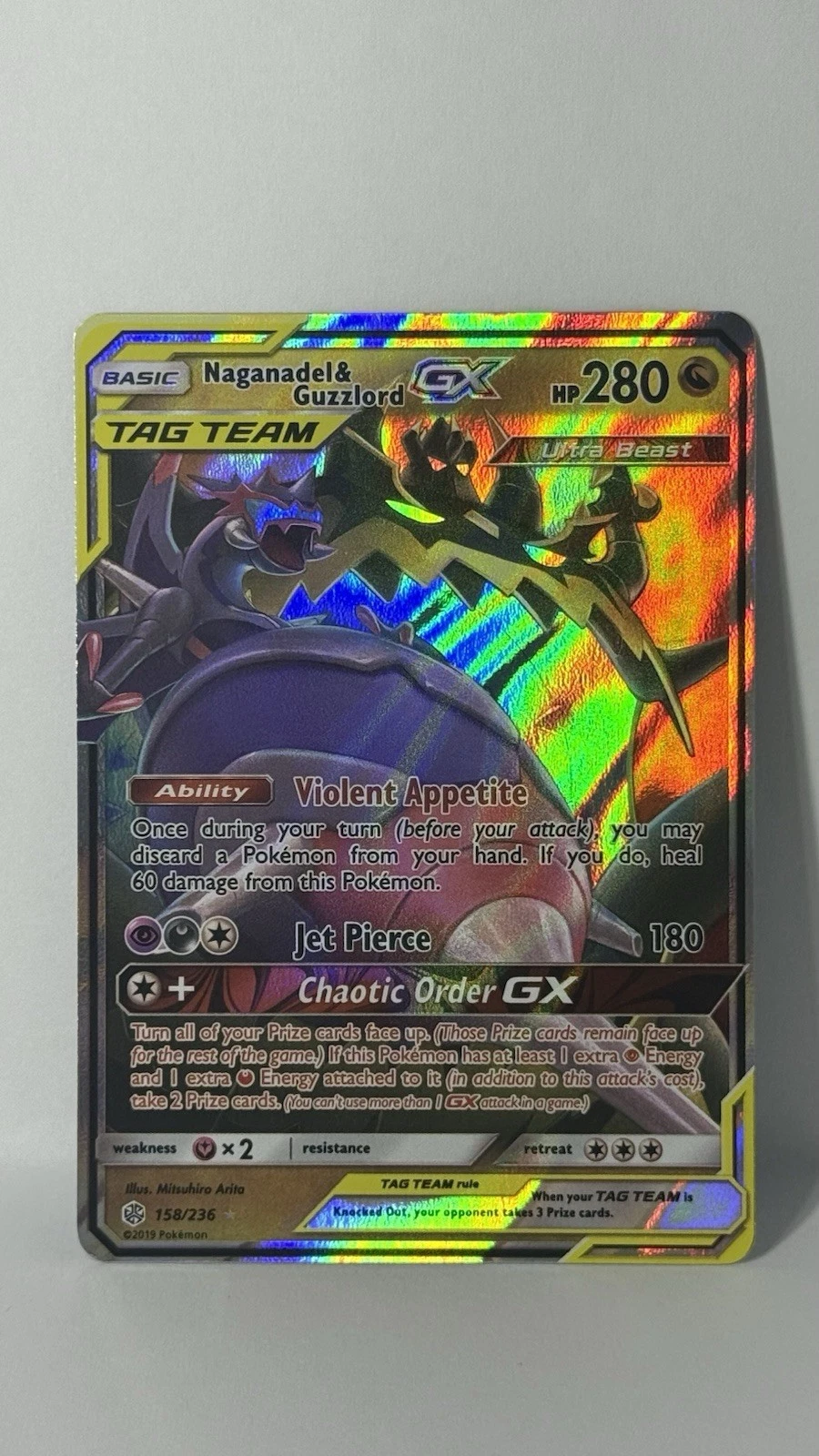 Naganadel & Guzzlord GX 158/236 SM Cosmic Eclipse TAG TEAM Full Art Holo UR