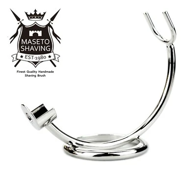 MASETO SHAVING Art Stainless Steel DOVO Compatible Curved Straight Barber Razor Stand,
