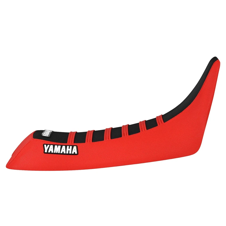 Cubierta de asiento Yamaha Big Wheel 200 1985-1988 lado rojo/parte superior negra/costillas rojas #397 logotipo Foto 2 de 4