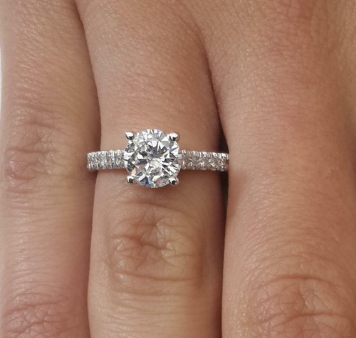1.5 Ct Pave 4 Prong Round Cut Diamond 