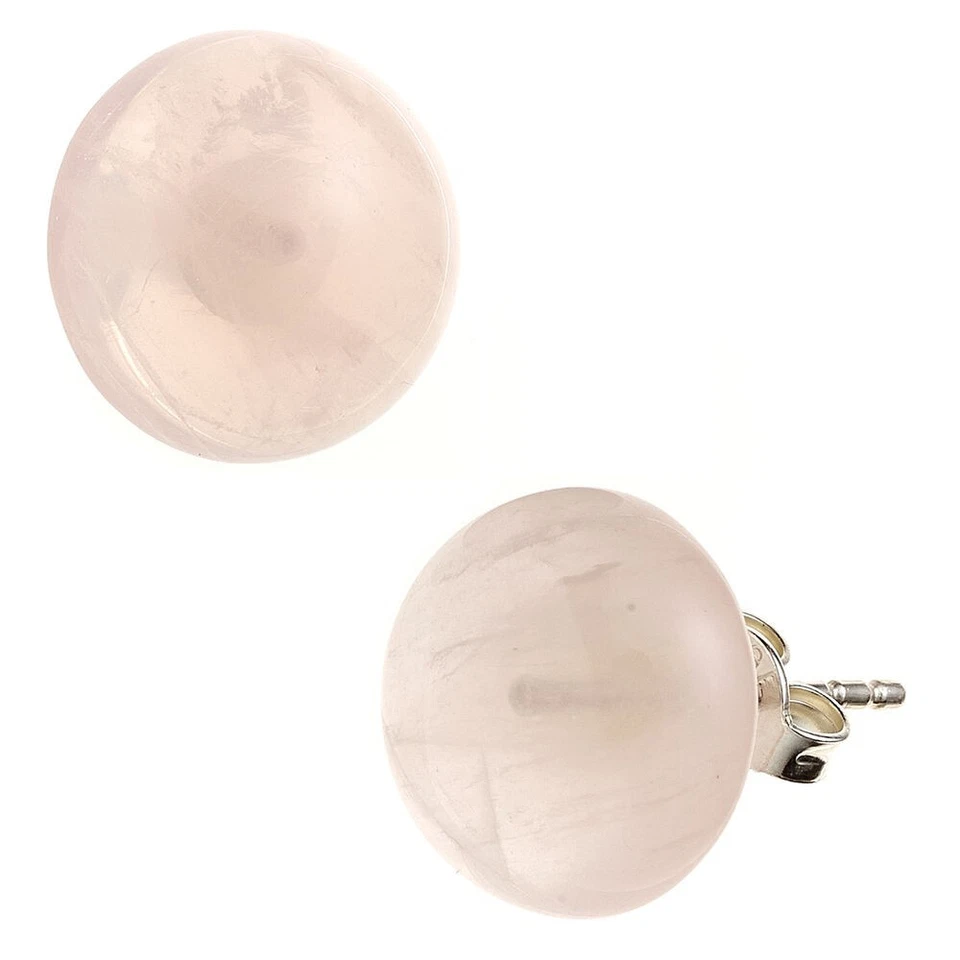 12mm Ohrstecker Ohrringe aus 925 Silber & Rosenquarz rose rund Ohrschmuck Damen - Bild 1 von 1