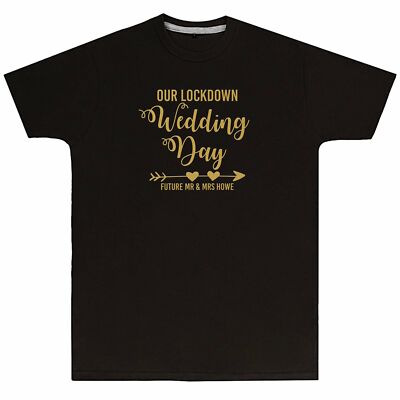 Personalisiertes Herren-T-Shirt Our Lockdown Hochzeitstag Spruch Geschenke für Ihn Postpon