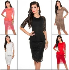 Sexy KouCla Peplum Party Dress Sheath Dress Evening Dress Lace