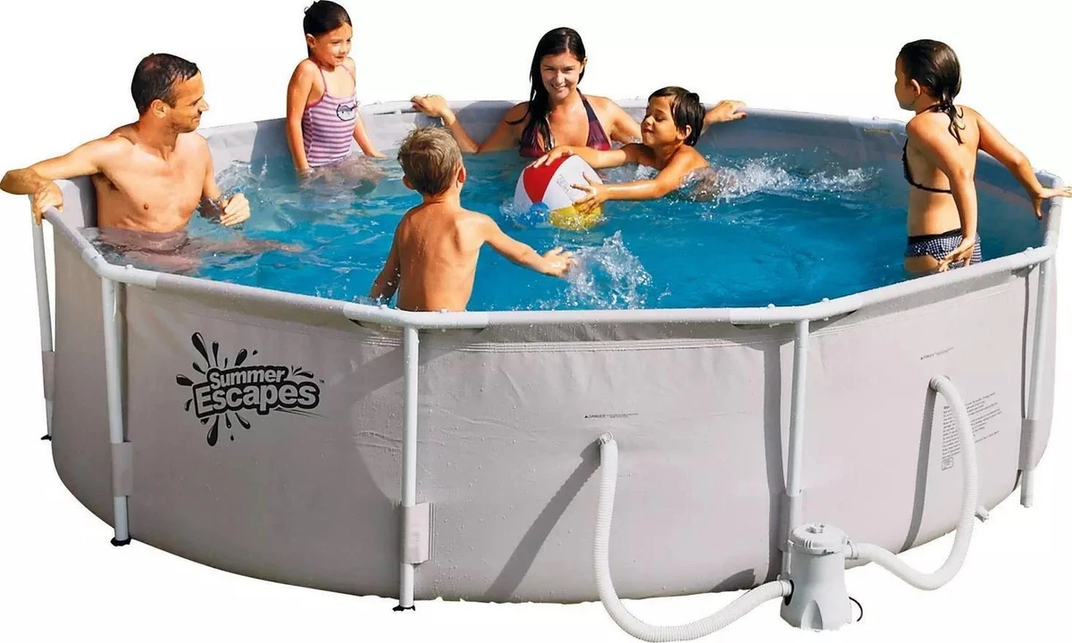Summer Waves 10ft Summer Waves Metal Frame Round Pool Liner Family