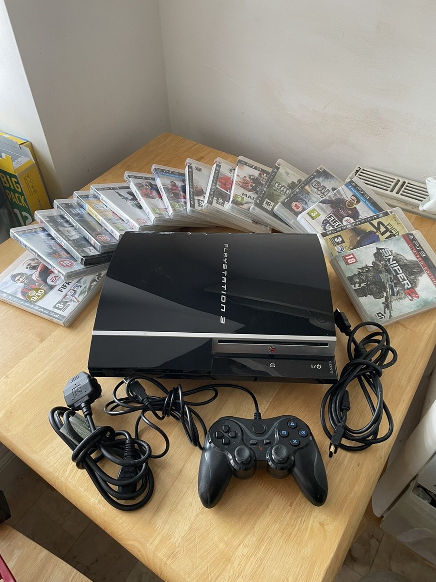 Sony PlayStation FAT 80GB Piano Black Console (CECH-L04) with 16